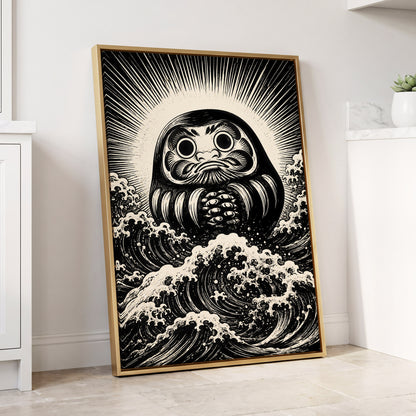 Wide-Eyed Tide, black, beige, white abstract wall art displayed in a styled interior, gallery view 8