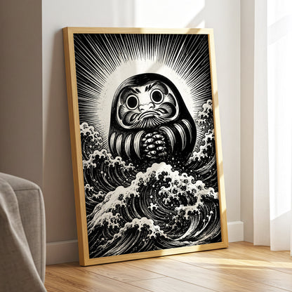 Wide-Eyed Tide, black, beige, white abstract wall art displayed in a styled interior, gallery view 9