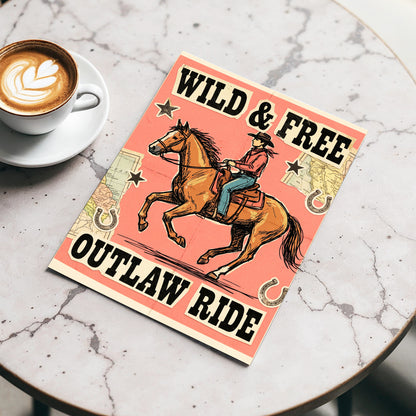 Wild & Free Outlaw Ride, pink, black, beige abstract wall art displayed in a styled interior, gallery view 3