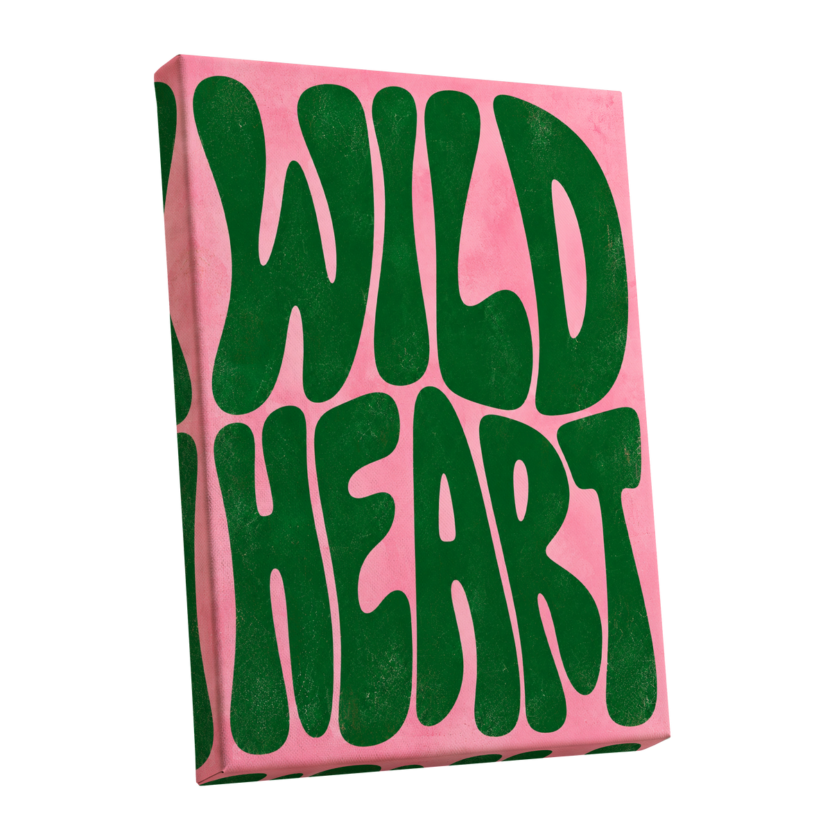 Wild Heart Groove, green, pink abstract wall art shown as a stretched canvas wall art