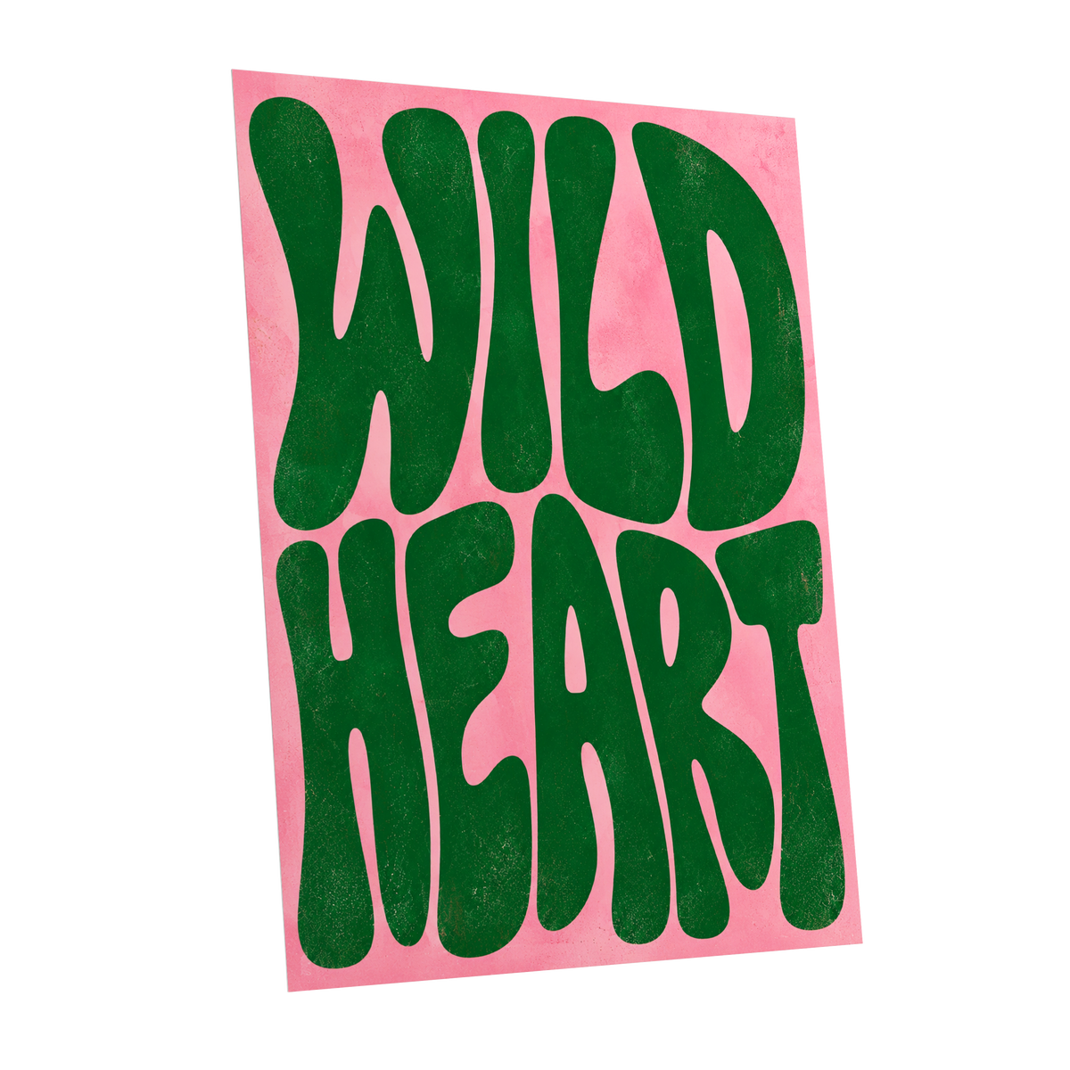 Wild Heart Groove, green, pink abstract wall art shown as a unframed poster wall art print