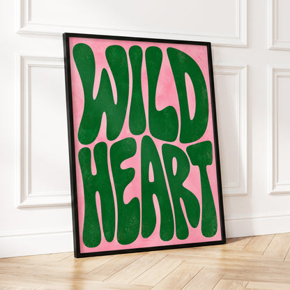 Wild Heart Groove, green, pink abstract wall art displayed in a styled interior, gallery view 4