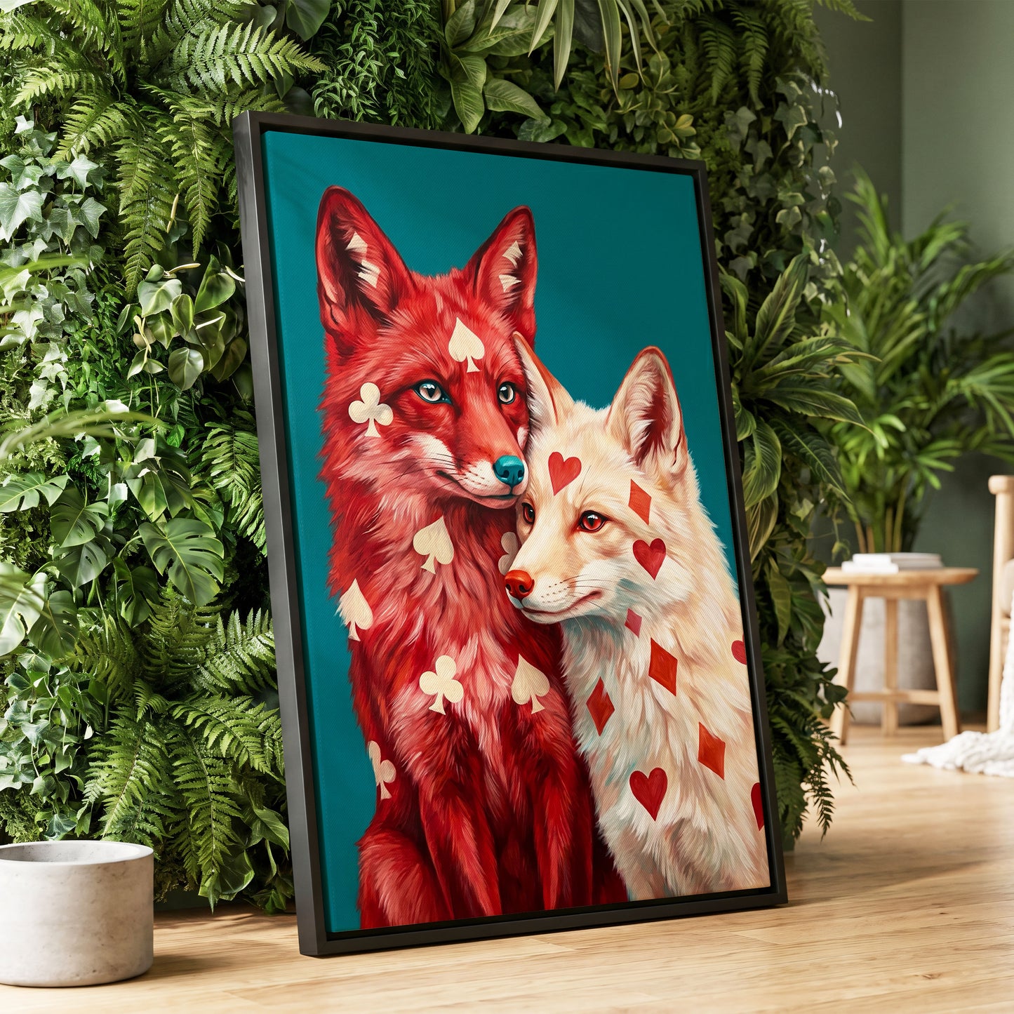 Wild Hearts & Suits, red, white, blue nature wall art displayed in a styled interior, gallery view 4
