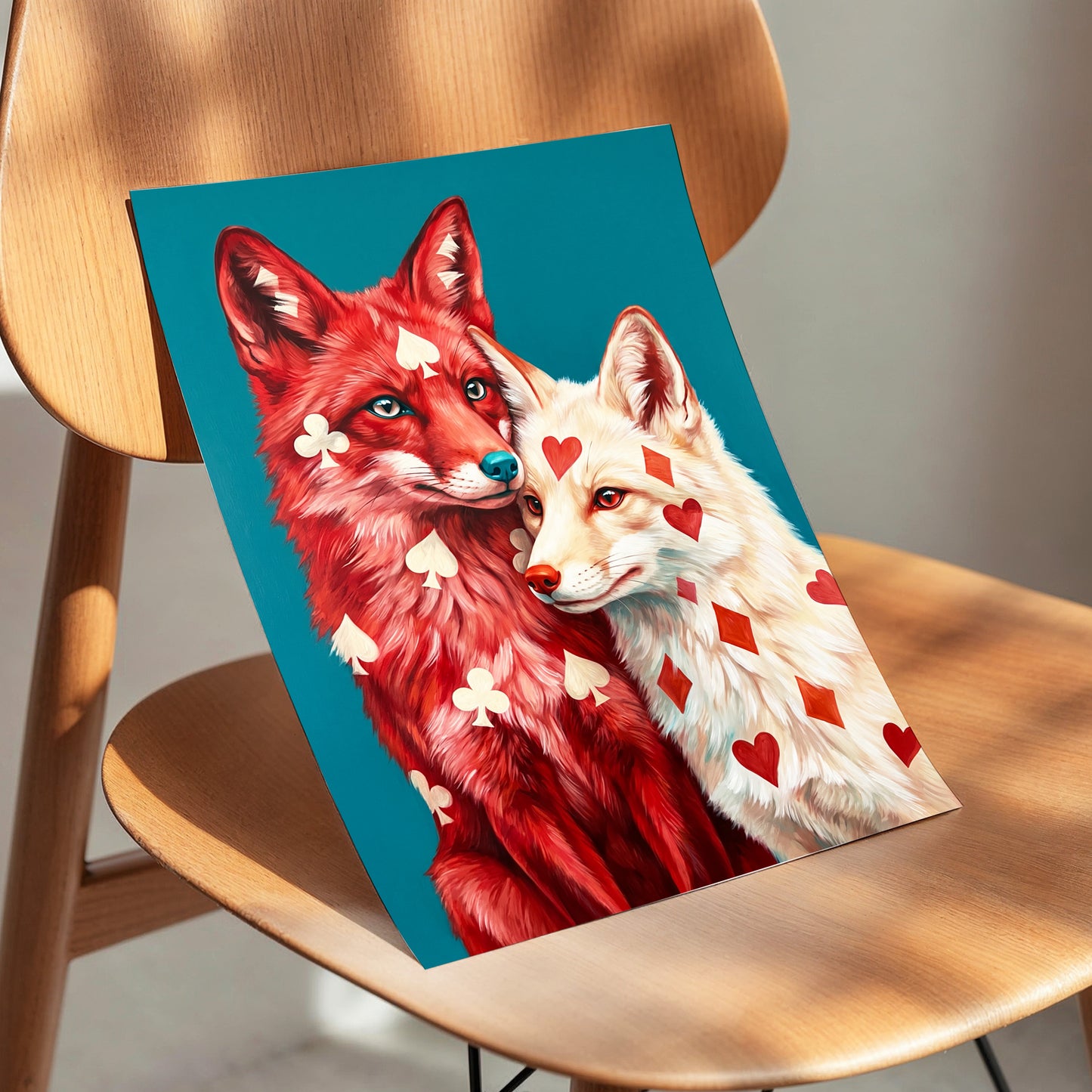Wild Hearts & Suits, red, white, blue nature wall art displayed in a styled interior, gallery view 5