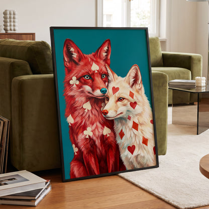 Wild Hearts & Suits, red, white, blue nature wall art displayed in a styled interior, gallery view 6
