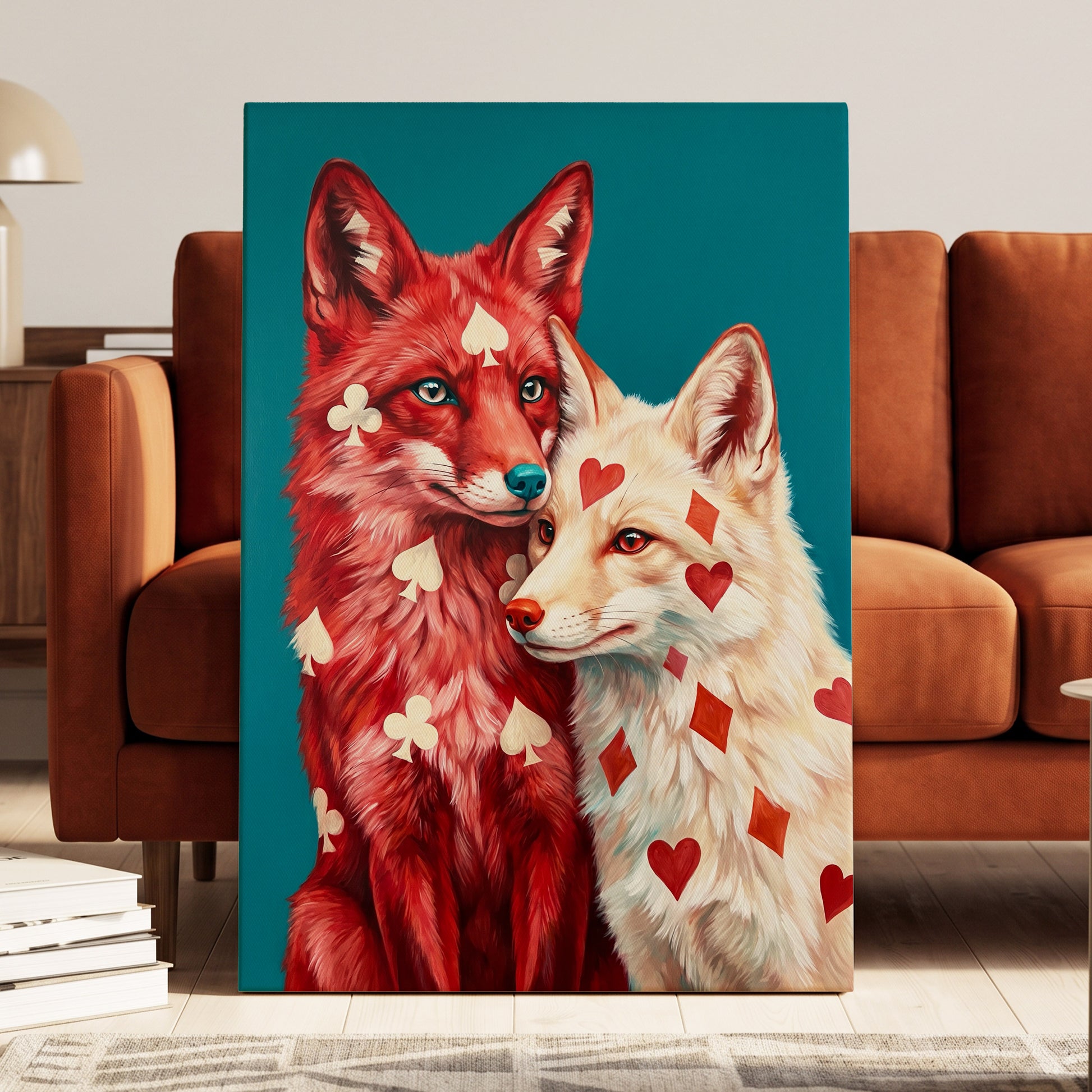 Wild Hearts & Suits, red, white, blue nature wall art displayed in a styled interior, gallery view 7