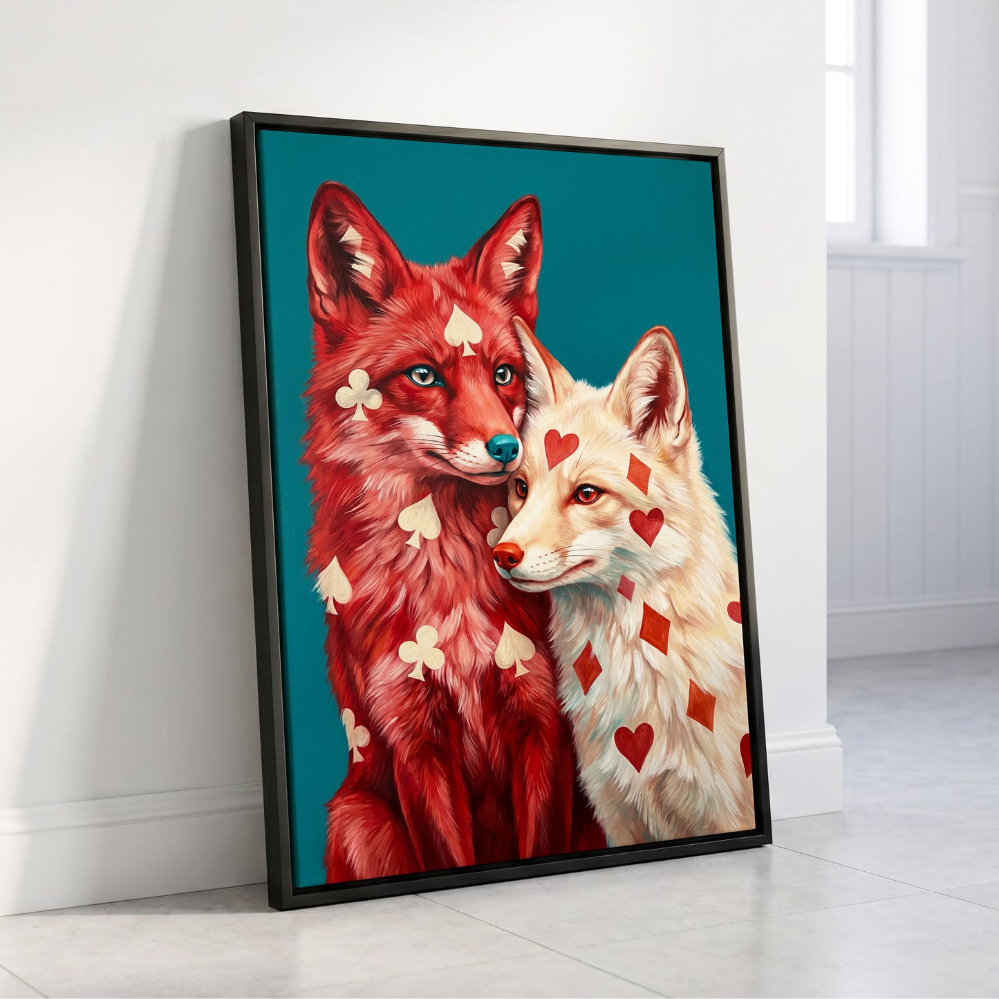 Wild Hearts & Suits, red, white, blue nature wall art displayed in a styled interior, gallery view 8