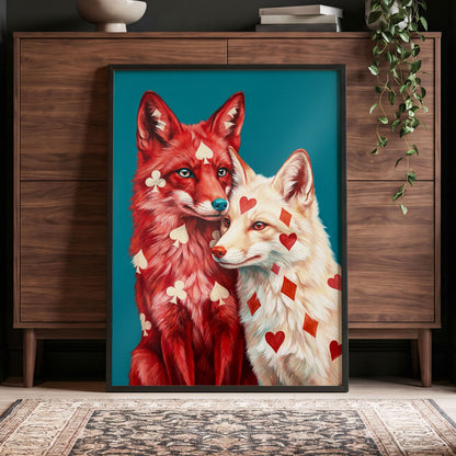 Wild Hearts & Suits, red, white, blue nature wall art displayed in a styled interior, gallery view 9