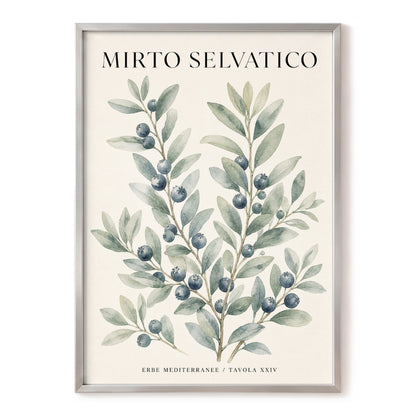 Wild Myrtle Study, beige, green, blue nature wall art, front artwork view