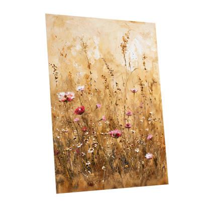 Wildflowers in Amber, beige, gold, brown floral wall art shown as a unframed poster wall art print