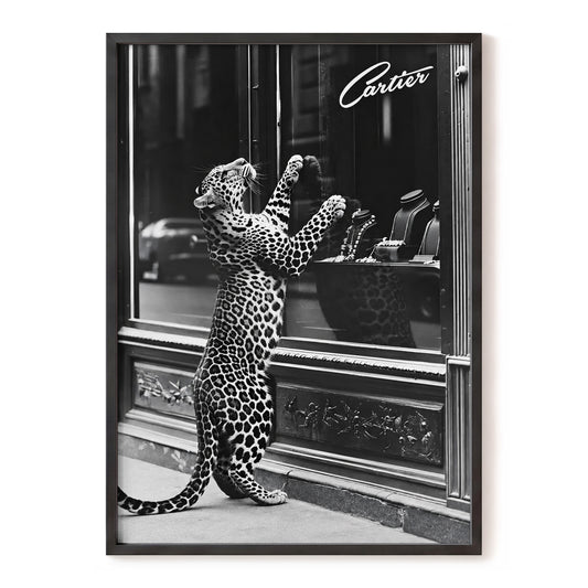 Window Shopping Wild, black, white, gray nature wall art, front artwork view