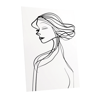 Windswept Profile, black, white minimalist wall art shown as a unframed poster wall art print