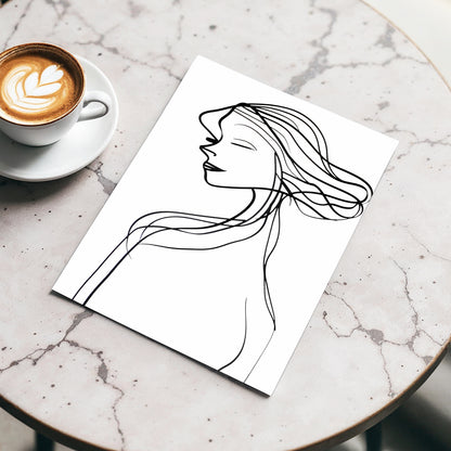 Windswept Profile, black, white minimalist wall art displayed in a styled interior, gallery view 3