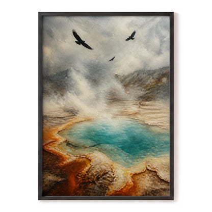 Wings Above Thermal Blue, gray, beige, blue nature wall art, front artwork view
