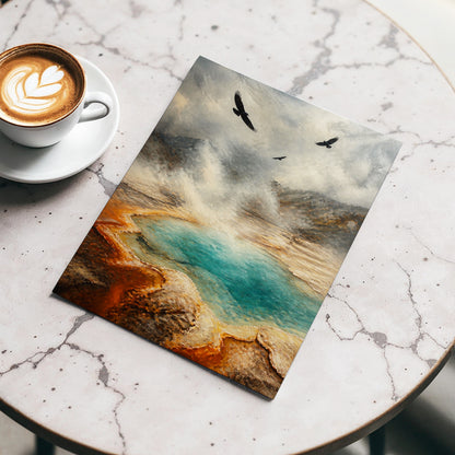 Wings Above Thermal Blue, gray, beige, blue nature wall art displayed in a styled interior, gallery view 4