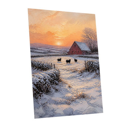Winter's Ember, white, orange, brown nature wall art shown as a unframed poster wall art print