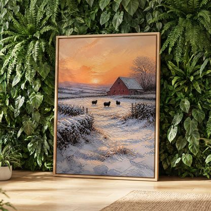 Winter's Ember, white, orange, brown nature wall art displayed in a styled interior, gallery view 2
