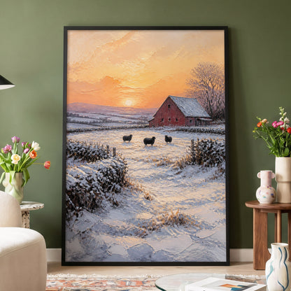Winter's Ember, white, orange, brown nature wall art displayed in a styled interior, gallery view 4