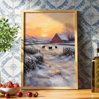 Winter's Ember, white, orange, brown nature wall art displayed in a styled interior, gallery view 6