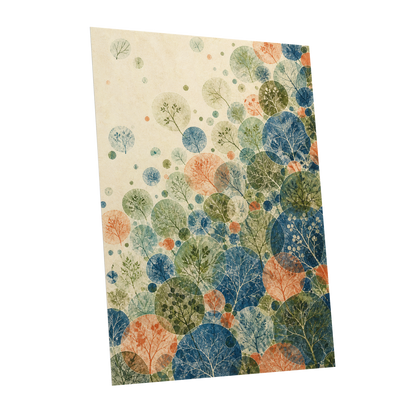 Woodland Constellations, blue, green, beige nature wall art shown as a unframed poster wall art print