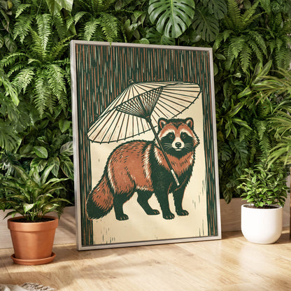 Woodland Parasol, green, brown, beige nature wall art displayed in a styled interior, gallery view 4