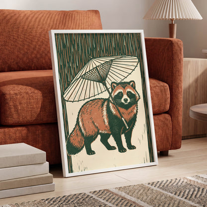 Woodland Parasol, green, brown, beige nature wall art displayed in a styled interior, gallery view 9