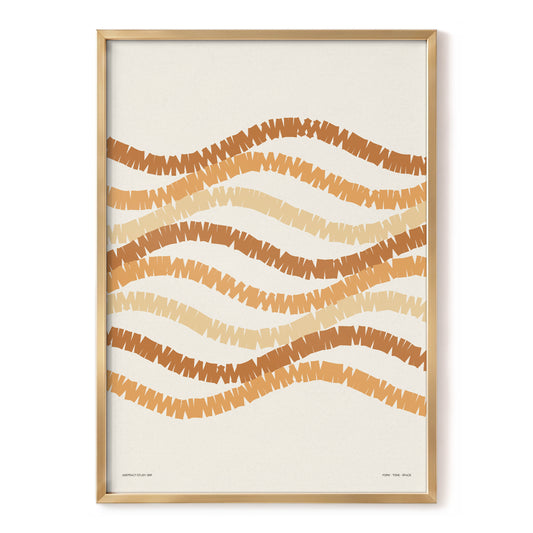 Woven Earth Rhythms, beige, brown, orange abstract wall art, front artwork view