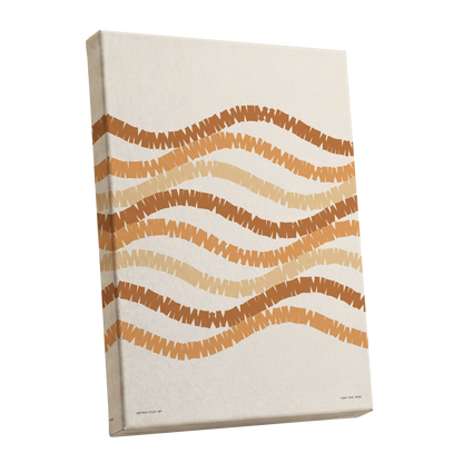 Woven Earth Rhythms, beige, brown, orange abstract wall art shown as a stretched canvas wall art