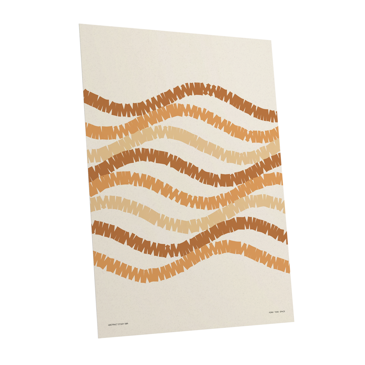 Woven Earth Rhythms, beige, brown, orange abstract wall art shown as a unframed poster wall art print