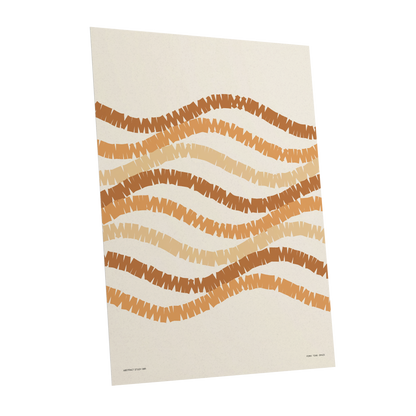 Woven Earth Rhythms, beige, brown, orange abstract wall art shown as a unframed poster wall art print