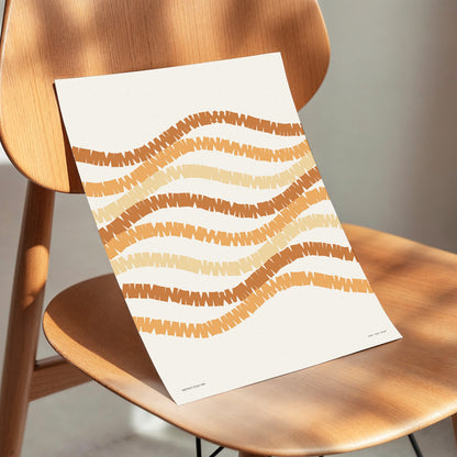 Woven Earth Rhythms, beige, brown, orange abstract wall art displayed in a styled interior, gallery view 4