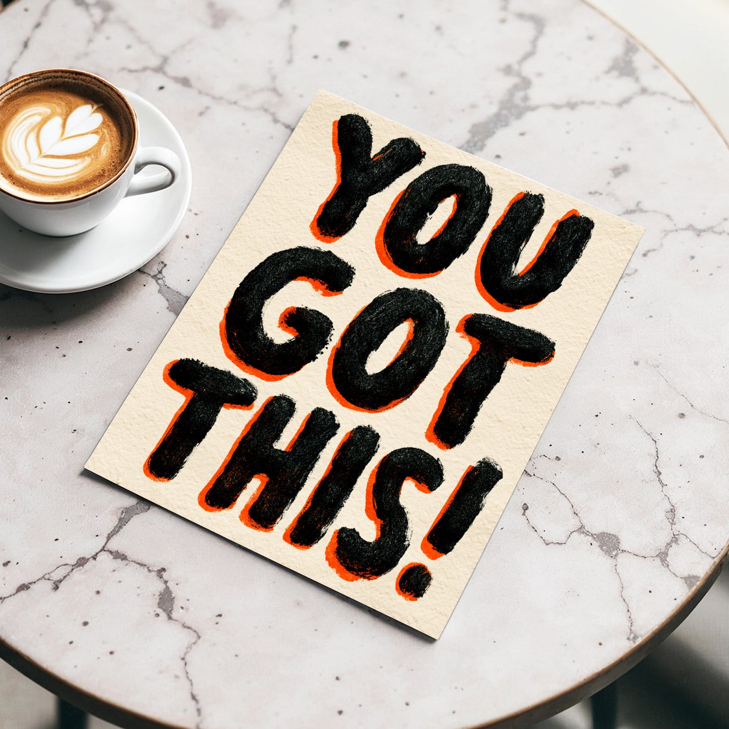 You've Got This, black, beige, orange minimalist wall art displayed in a styled interior, gallery view 3