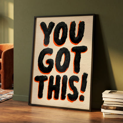 You've Got This, black, beige, orange minimalist wall art displayed in a styled interior, gallery view 4