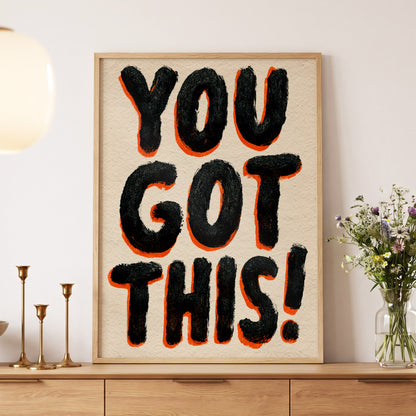 You've Got This, black, beige, orange minimalist wall art displayed in a styled interior, gallery view 5