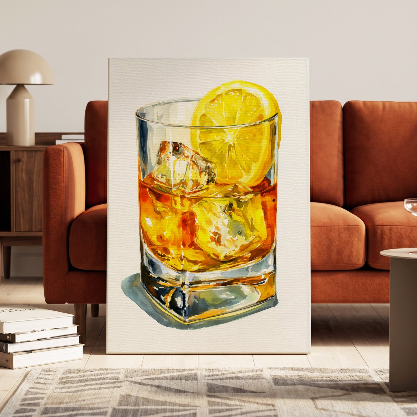 Zest in Amber – canvas wall art in a styled interior, gallery view 1