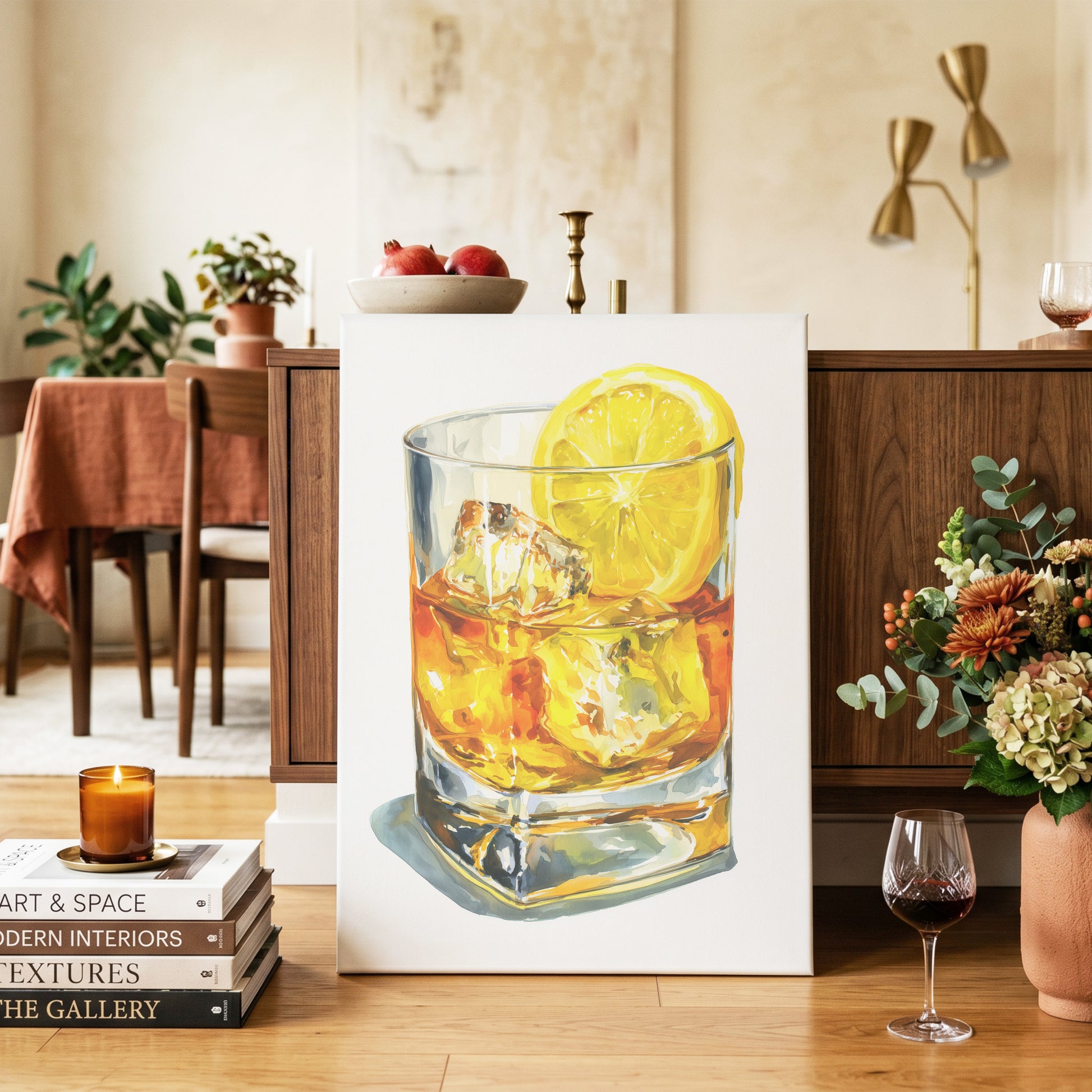 Zest in Amber – canvas wall art in a styled interior, gallery view 2