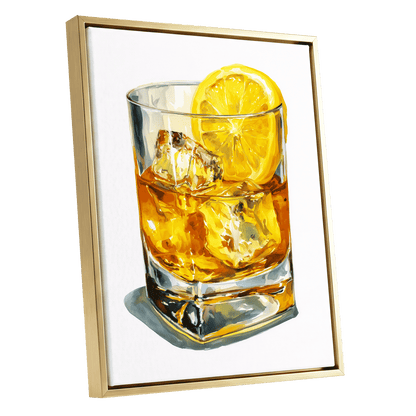 Zest in Amber – gold framed canvas option
