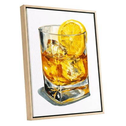 Zest in Amber – oak framed canvas option