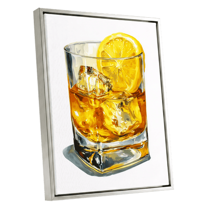 Zest in Amber – silver framed canvas option