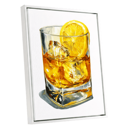Zest in Amber – white framed canvas option