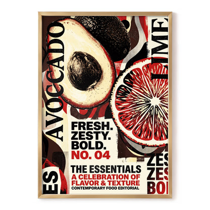 Zesty Essentials, black, beige, red abstract wall art, front artwork view