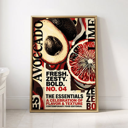 Zesty Essentials, black, beige, red abstract wall art displayed in a styled interior, gallery view 2
