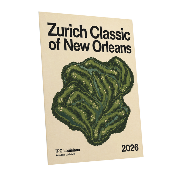 Zurich Fairways, green, beige, black nature wall art shown as a unframed poster wall art print